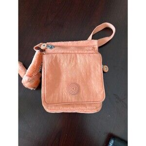 Kipling Peach Nylon Mini Crossbody Phone Bag w/ Monkey Keychain